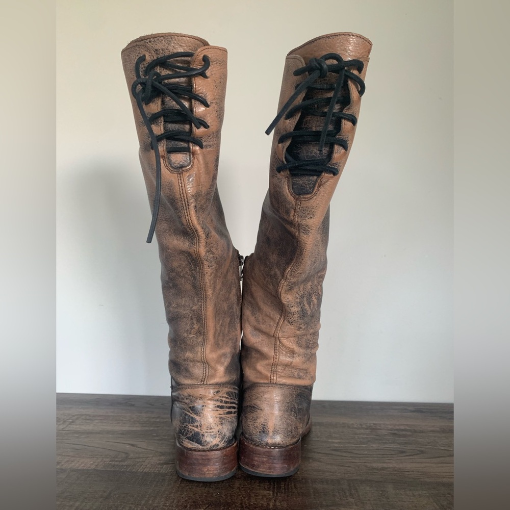 BED|STÜ Sz 8.5 Manchester Tall Brown Distressed Leather Knee High Boots Bed Stu - Picture 5 of 8